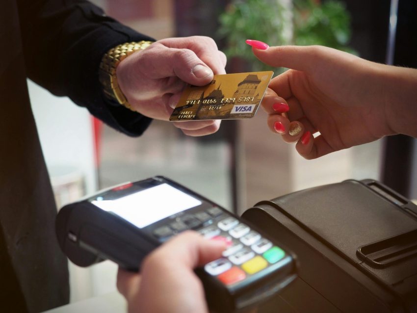 A customer paying with his credit card 